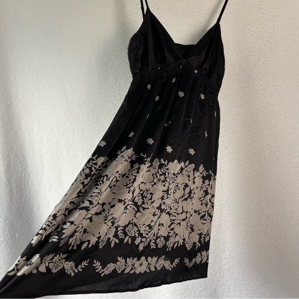Express Silk Y2K Babydoll Dress Women M Medium Black White Spaghetti Strap Mini